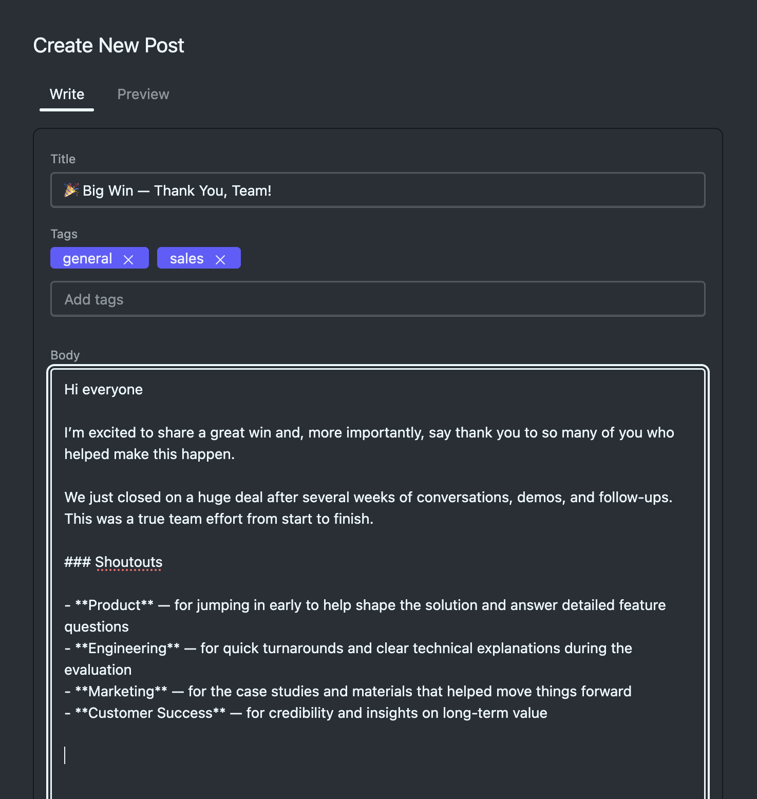 A nice place to write a message